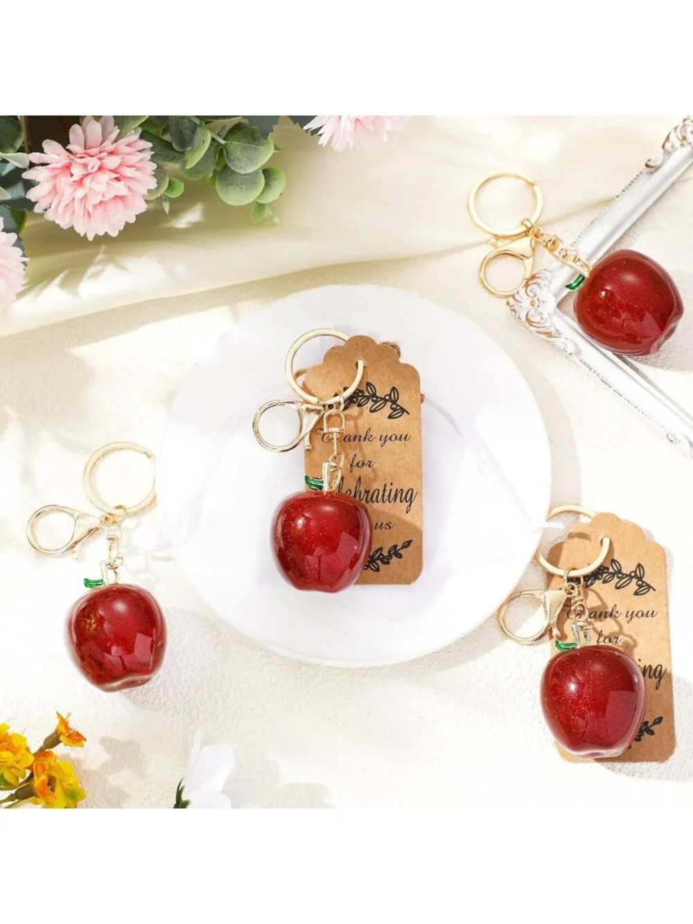 12 Set Keychain Party Favors - Teacher Appreciation Gifts, Wedding & Baby Shower